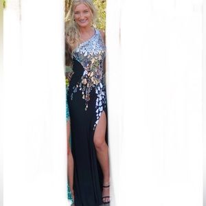 SHERI HILL, size 2, back mirror prom dress, worn ONCE